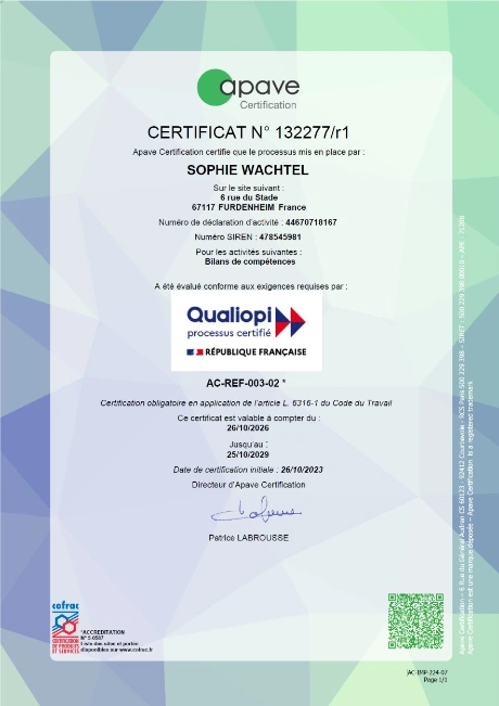 apercu-certificat-qualiopi-renouvellement-2026-2029 Apercu du certificat Qualiopi renouvellé par Cofrac, valide du 26 octobre 2026 jusqu'au 25 octobre 2029